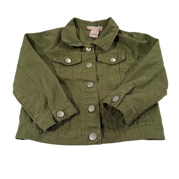 Emma & Elsa Toddler Girl 5T Green Button Up Jacket 100% Cotton - Picture 1 of 4